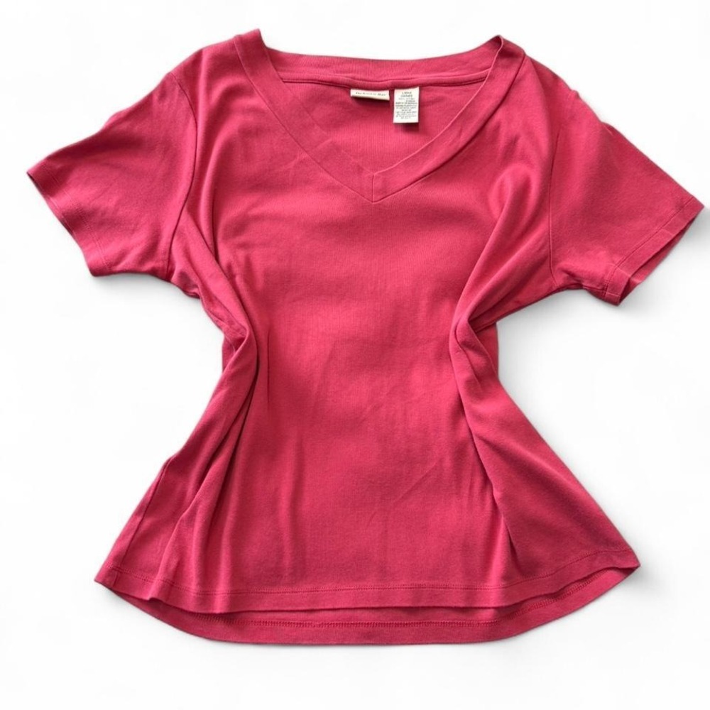 Vintage 90s St. John's Bay Red V Neck‎ Tee, Women's Size L